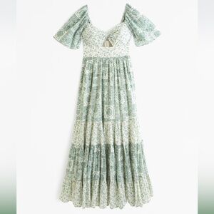 Abercrombie & Fitch Twist-Front Tiered Maxi Dress Green Floral